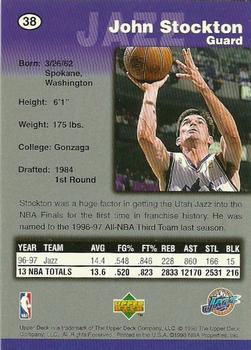 1998 Upper Deck/Pinnacle Kellogg's - Gold #38 John Stockton Back