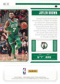 2018 Panini Contenders Draft Picks #22 Jaylen Brown Back