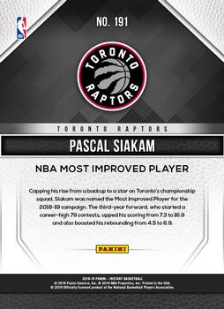 2018-19 Panini Instant NBA #191 Pascal Siakam Back