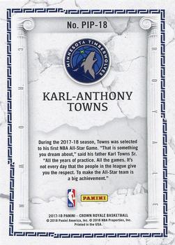 2017-18 Panini Crown Royale - Power in the Paint #PIP-18 Karl-Anthony Towns Back
