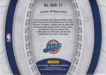 2017-18 Panini Crown Royale - Regents of Roundball #ROR-17 John Stockton Back