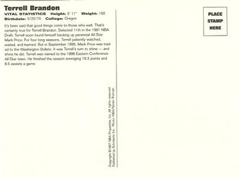 1997 Scholastic Ultimate NBA Postcards #NNO Terrell Brandon Back