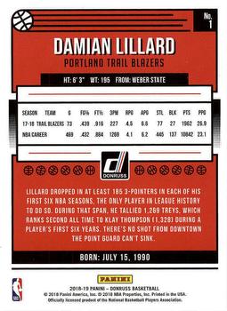 2018-19 Donruss #1 Damian Lillard Back
