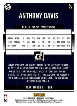 2018-19 Donruss #47 Anthony Davis Back