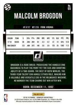 2018-19 Donruss #65 Malcolm Brogdon Back