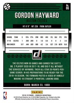 2018-19 Donruss #86 Gordon Hayward Back