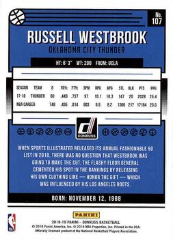 2018-19 Donruss #107 Russell Westbrook Back