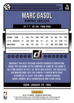 2018-19 Donruss #144 Marc Gasol Back