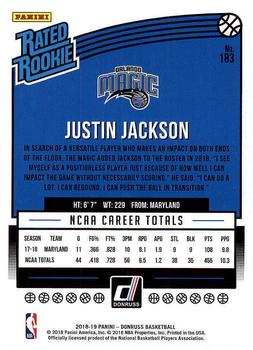 2018-19 Donruss #183 Justin Jackson Back