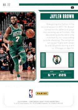 2018 Panini Contenders Draft Picks - Draft Ticket #22 Jaylen Brown Back
