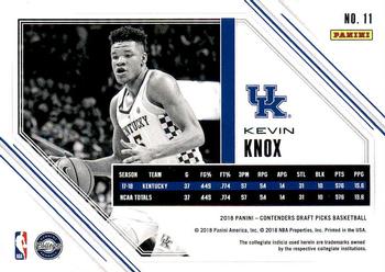 2018 Panini Contenders Draft Picks - Game Day Ticket #11 Kevin Knox Back