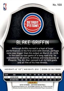 2018-19 Panini Certified #100 Blake Griffin Back