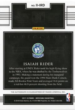 2017-18 Panini Impeccable - Indelible Ink Holo Gold #II-IRD Isaiah Rider Back