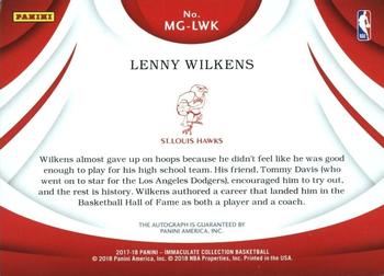 2017-18 Panini Immaculate Collection - Marks of Greatness #MG-LWK Lenny Wilkens Back