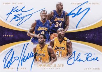 2017-18 Panini Immaculate Collection - Quad Autographs #Q-LAL Kobe Bryant / Robert Horry / Shaquille O'Neal / Glen Rice Front