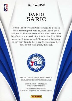 2017-18 Panini Immaculate Collection - Swatches Red #SW-DSR Dario Saric Back