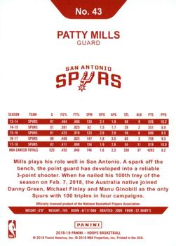 2018-19 Hoops - Red Backs #43 Patty Mills Back