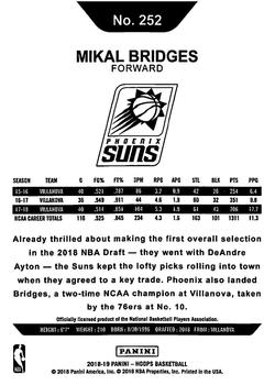 2018-19 Hoops Winter #252 Mikal Bridges Back