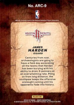2018-19 Hoops - ARCeologists #ARC-9 James Harden Back