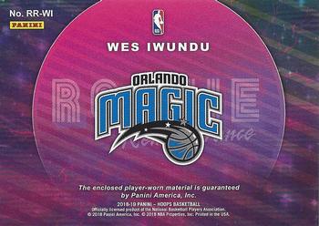 2018-19 Hoops Winter - Rookie Remembrance #RR-WI Wes Iwundu Back