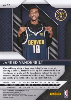 2018-19 Panini Prizm #42 Jarred Vanderbilt Back