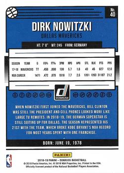 2018-19 Donruss - Green Flood #40 Dirk Nowitzki Back