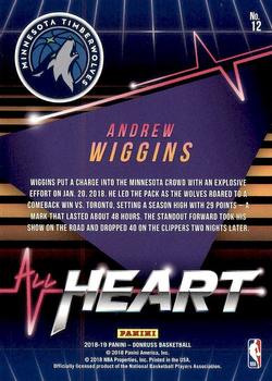 2018-19 Donruss - All Heart #12 Andrew Wiggins Back