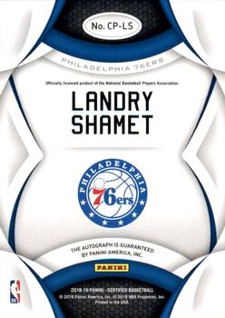 2018-19 Panini Certified - Certified Potential Autographs #CP-LS Landry Shamet Back
