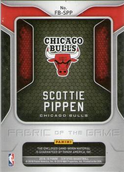 2018-19 Panini Certified - Fabric of the Game #FB-SPP Scottie Pippen Back