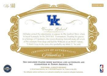 2018 Panini Flawless Collegiate - Flawless Rookie Patch Autographs Gold #140 Wenyen Gabriel Back