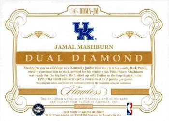 2018 Panini Flawless Collegiate - Dual Diamond Memorabilia Autographs Silver #DDMA-JM Jamal Mashburn Back