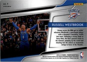 2018-19 Panini Prizm - Get Hyped! Silver #1 Russell Westbrook Back