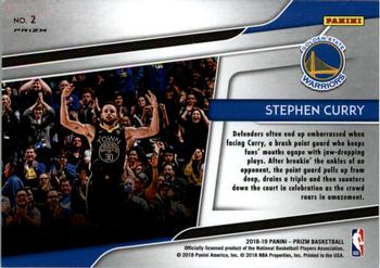2018-19 Panini Prizm - Get Hyped! Silver #2 Stephen Curry Back