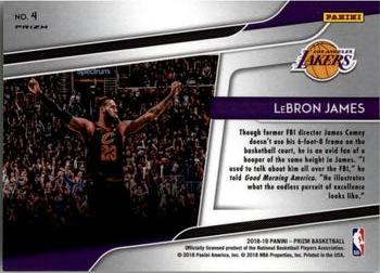 2018-19 Panini Prizm - Get Hyped! Silver #4 LeBron James Back