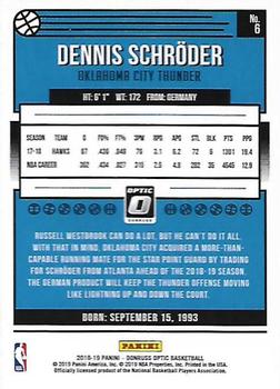 2018-19 Donruss Optic #6 Dennis Schroder Back