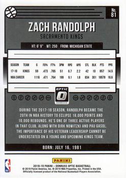2018-19 Donruss Optic #81 Zach Randolph Back