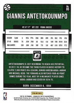 2018-19 Donruss Optic #85 Giannis Antetokounmpo Back