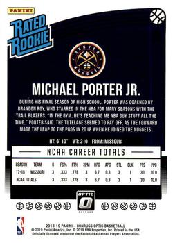 2018-19 Donruss Optic #182 Michael Porter Jr. Back