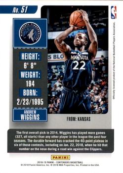 2018-19 Panini Contenders - Conference Finals Ticket #51 Andrew Wiggins Back