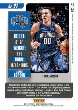 2018-19 Panini Contenders - Conference Finals Ticket #93 Aaron Gordon Back