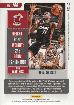 2018-19 Panini Contenders - Conference Finals Ticket #100 Dion Waiters Back