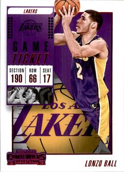 2018-19 Panini Contenders - Game Ticket Red #20 Lonzo Ball Front