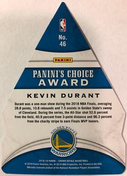 2018-19 Panini Crown Royale - Panini's Choice Red #46 Kevin Durant Back