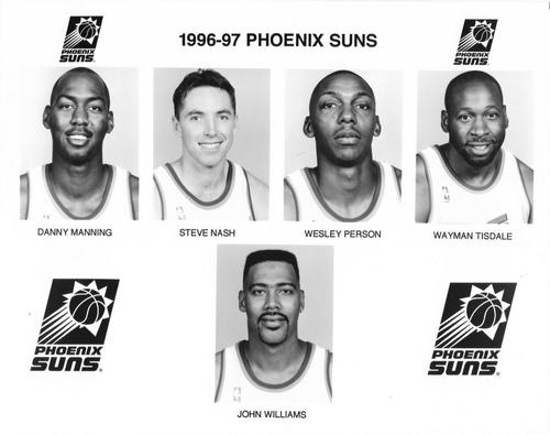 1996-97 Phoenix Suns 8x10 #NNO Danny Manning / Steve Nash / Wesley Person / Wayman Tisdale / John Williams Front