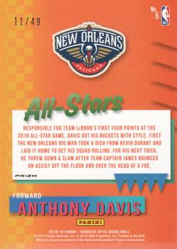 2018-19 Donruss Optic - All-Stars Blue #5 Anthony Davis Back