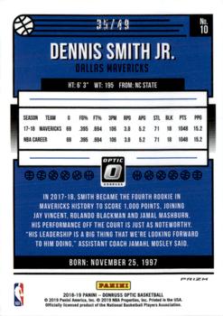 2018-19 Donruss Optic - Blue #10 Dennis Smith Jr. Back