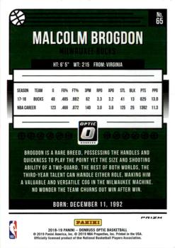 2018-19 Donruss Optic - Checkerboard #65 Malcolm Brogdon Back