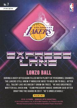 2018-19 Donruss Optic - Express Lane Purple #7 Lonzo Ball Back