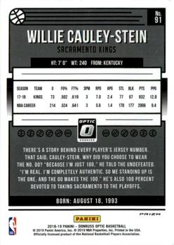 2018-19 Donruss Optic - Fast Break Holo #91 Willie Cauley-Stein Back