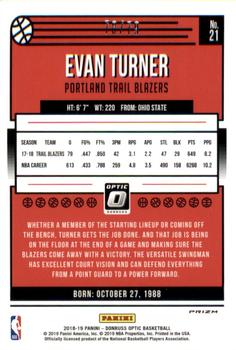 2018-19 Donruss Optic - Pink Velocity #21 Evan Turner Back